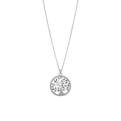 925 Silver Multicolored Stone Tree of Life Necklace, Length 42 cm - LP1896-1/1 - Lotus
