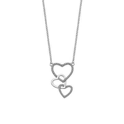 925 Silver 3 Hearts Necklace, Length 42 cm to 45 cm - LP1817-1/1 - Lotus