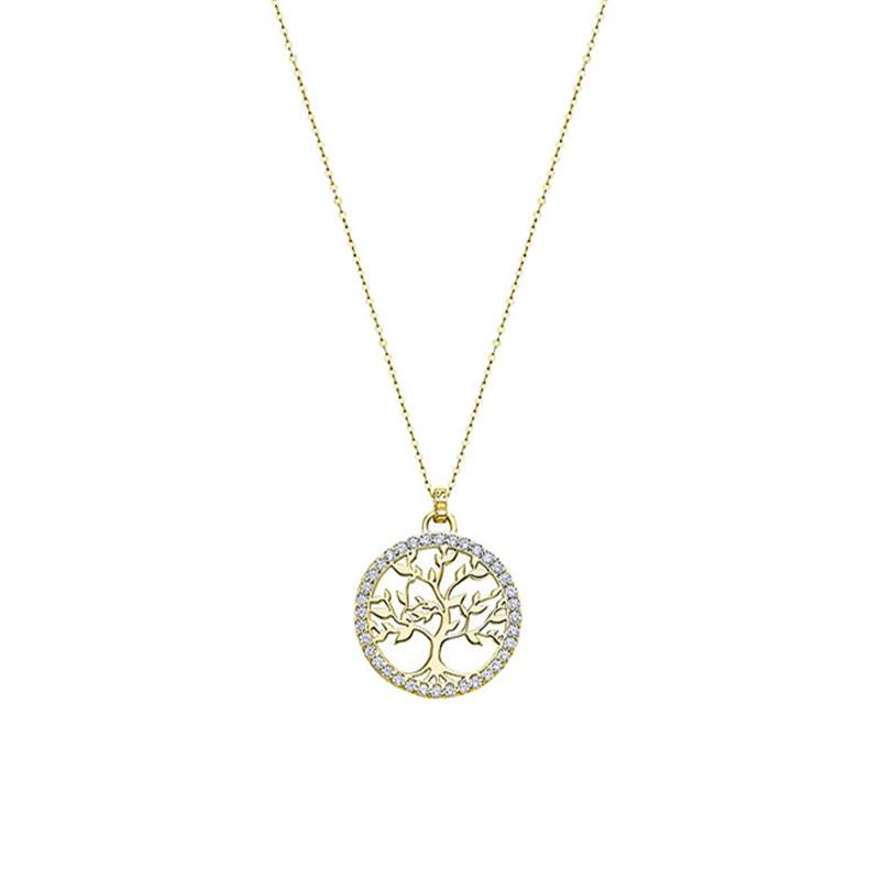 Tree of Life Gold-Plated 925 Silver Necklace, Length 42 cm - LP1746-1/2 - Lotus