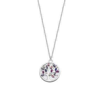 925 Sterling Silver & Cubic Zirconia Tree of Life Necklace, Length 42 cm - LP1891-1/1 - Lotus