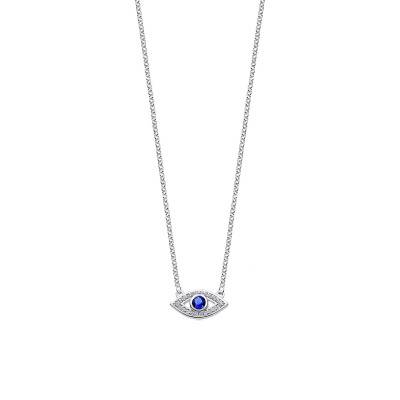 925 Silver Turkish Evil Eye Lotus Silver Necklace, 42 cm to 45 cm - LP1971-1/1 - Lotus