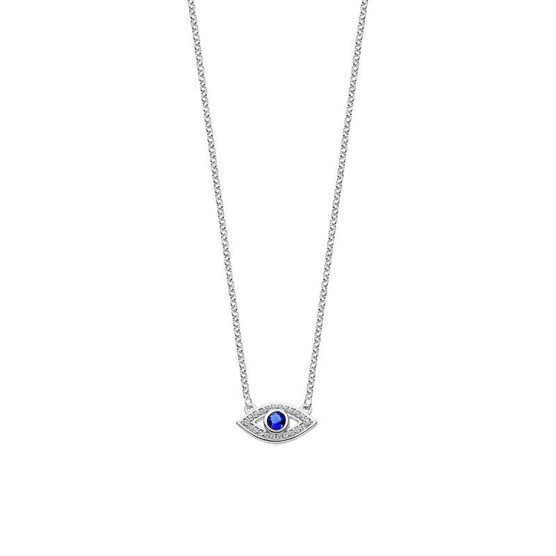 925 Silver Turkish Evil Eye Lotus Silver Necklace, 42 cm to 45 cm - LP1971-1/1 - Lotus