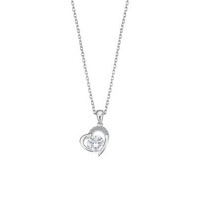 925 Silver Heart Lotus Silver Necklace, Length 42 cm to 45 cm - LP3106-1/1 - Lotus