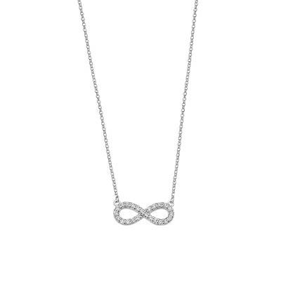 925 Silver Lotus Silver Infinity Necklace & Stones, Length 42 cm to 45 cm - LP1253-1/1 - Lotus