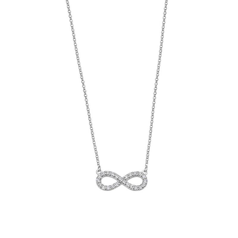 925 Silver Lotus Silver Infinity Necklace & Stones, Length 42 cm to 45 cm - LP1253-1/1 - Lotus