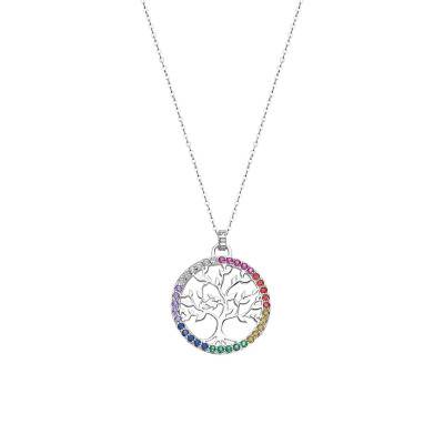 Tree of Life and Lotus Necklace in 925 Silver, Length 42 cm to 45 cm - LP1746-1/3 - Lotus