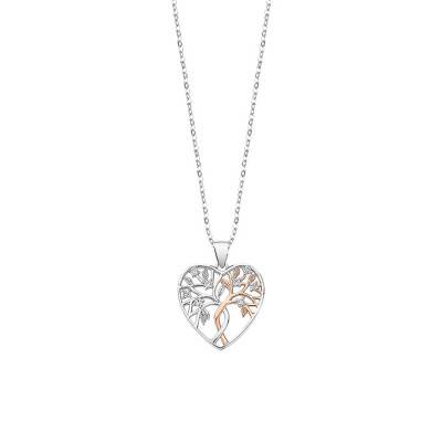 925 Silver Heart, Tree of Life & Lotus Necklace, 42 cm Length - LP3304-1/1 - Lotus