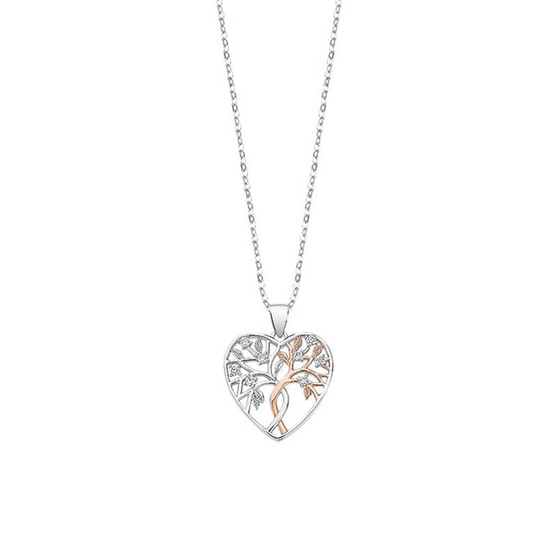 925 Silver Heart, Tree of Life & Lotus Necklace, 42 cm Length - LP3304-1/1 - Lotus
