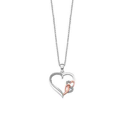 925 Silver Intertwined Hearts Necklace, Length 42 cm to 45 cm - LP1596-1/1 - Lotus