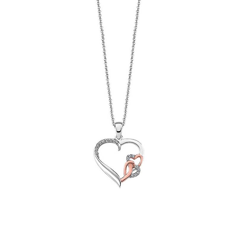 925 Silver Intertwined Hearts Necklace, Length 42 cm to 45 cm - LP1596-1/1 - Lotus