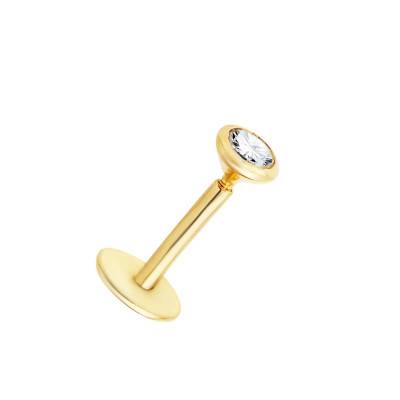 Piercing Lèvre Or Jaune 750 et Oxyde de Zirconium - Lumiosa
