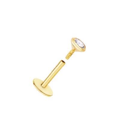 Piercing Lèvre Or Jaune 750 et Oxyde de Zirconium - Lumiosa