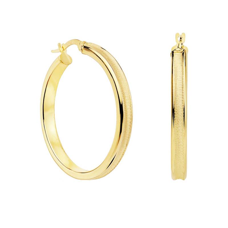 750/1000 Yellow Gold Hoop Earrings, Diameter 19 mm or 30 mm - Lumiosa