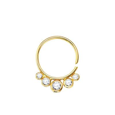 Piercing rond, Or Jaune 750 et zircons - Lumiosa