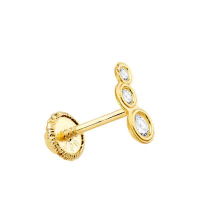 Piercing d'oreille grimpeur, Or Jaune 750 et zircons - Lumiosa