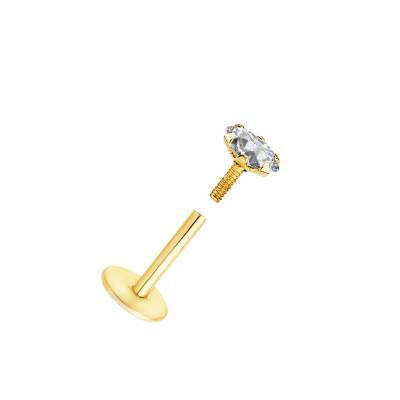 750 Yellow Gold & Zirconium Oxide Stud Earrings - Lumiosa