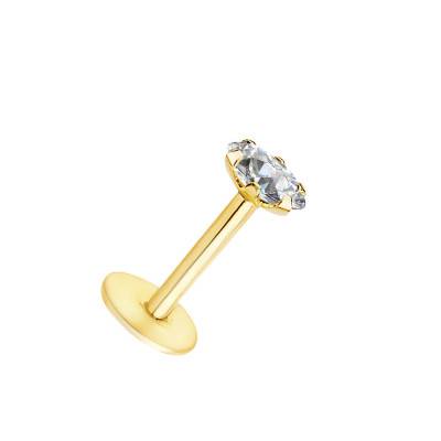 750 Yellow Gold & Zirconium Oxide Stud Earrings - Lumiosa