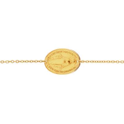 Bracelet Médaille Vierge Miraculeuse Or Jaune 750, 14 cm à 21 cm - Lumiosa