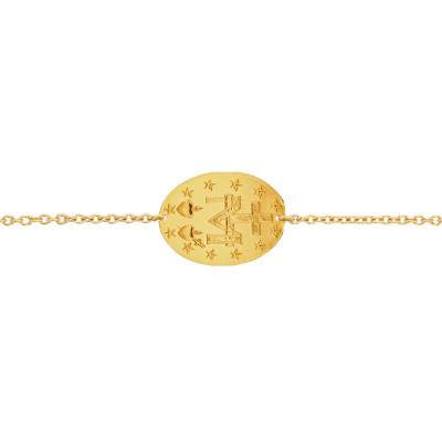Bracelet Médaille Vierge Miraculeuse Or Jaune 750, 14 cm à 21 cm - Lumiosa