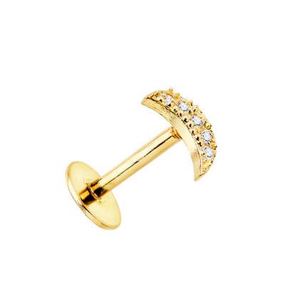 Piercing lune, Or Jaune 750 et zircons - Lumiosa