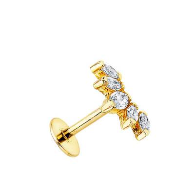 Piercing d'oreille feuille, Or Jaune 750 et zircons - Lumiosa