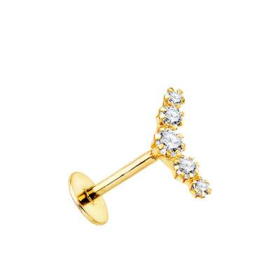 Yellow Gold 750 & Zirconium Oxide Stud Earring (Single) - Lumiosa