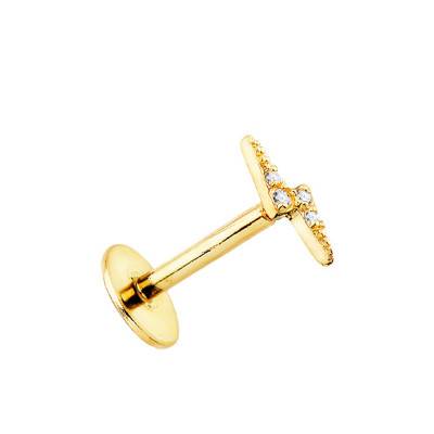 1 Lightning Bolt Yellow Gold 750 & Cubic Zirconia Stud Earring - Lumiosa