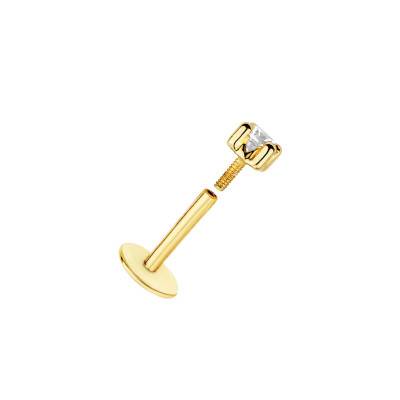 Piercing Lèvre 4 griffes Or Jaune 750 et Zircone - Lumiosa