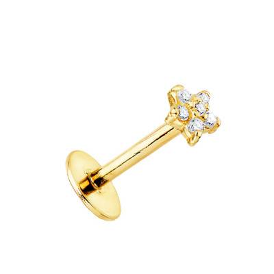 1 750/1000 Yellow Gold & Zirconia Star Stud Earring - Lumiosa