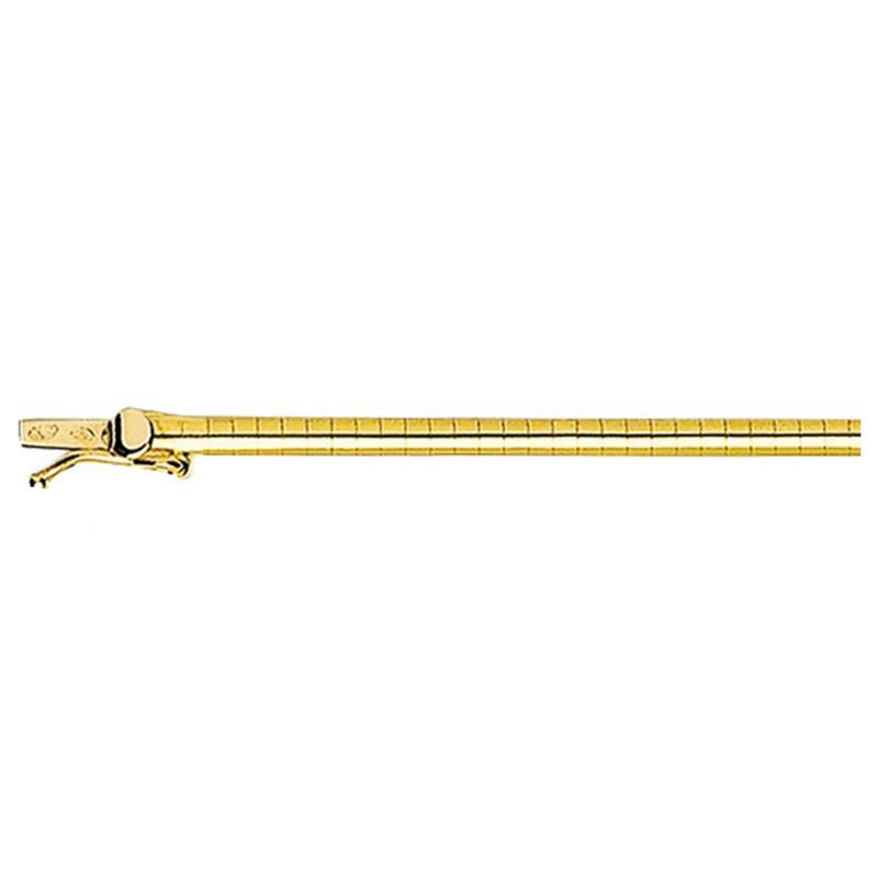 750 Yellow Gold Domed Omega Chain, Length 42 cm, Width 3 mm to 5 mm - Manillon