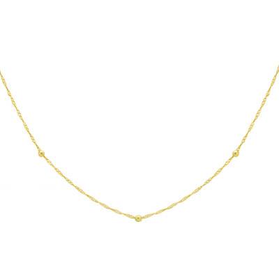 Twisted Singapore Chain in 375 Yellow Gold, Length 45 cm, Width 3 mm - Manillon