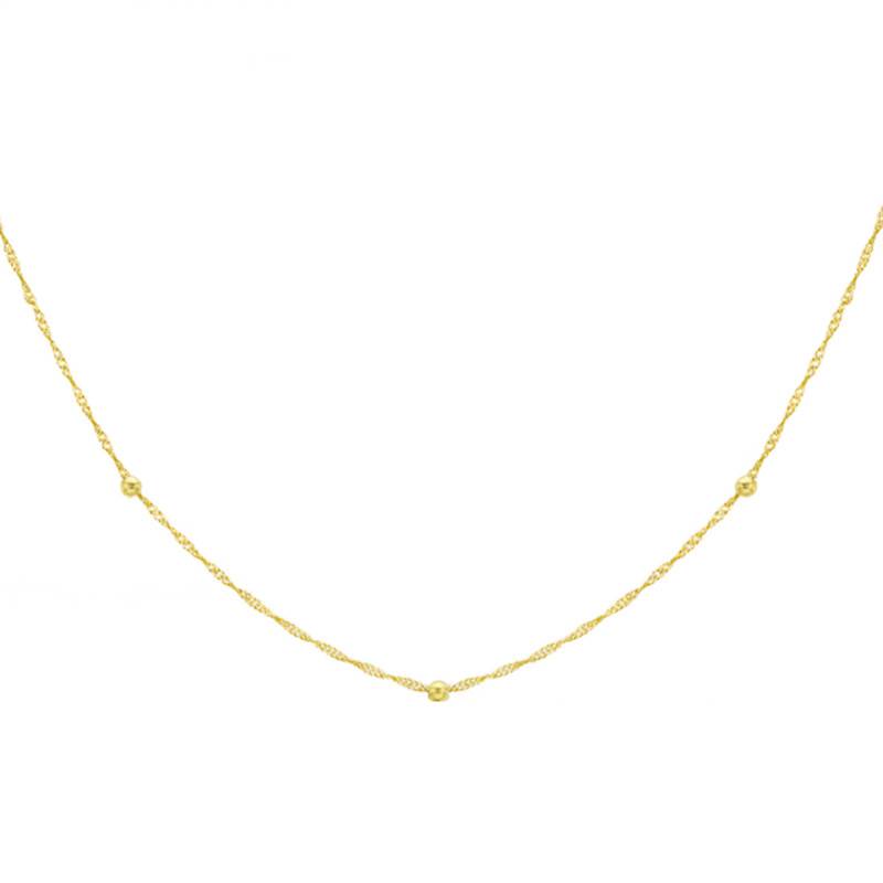 Twisted Singapore Chain in 375 Yellow Gold, Length 45 cm, Width 3 mm - Manillon