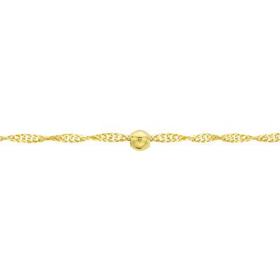 Twisted Singapore Chain in 375 Yellow Gold, Length 45 cm, Width 3 mm - Manillon