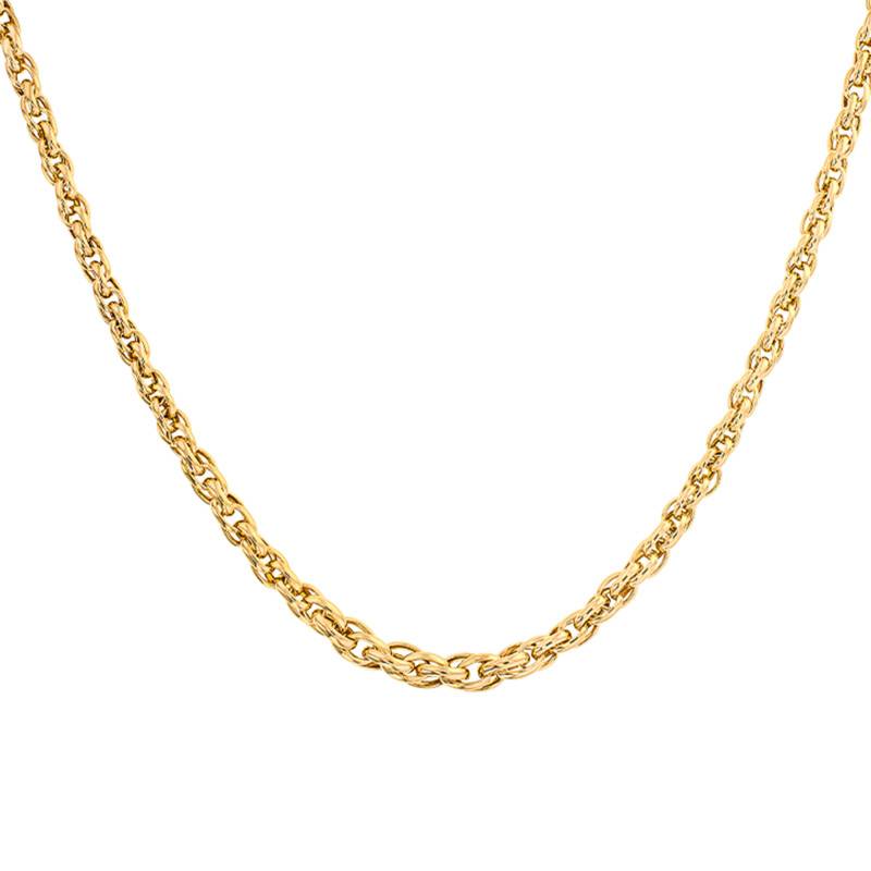 750 Yellow Gold Fancy Link Chain, Length 45 cm, Width 6 mm - Manillon