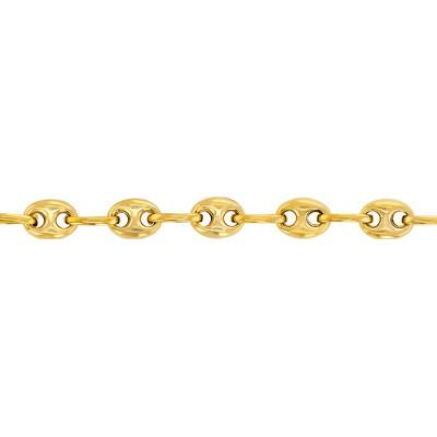 375 Yellow Gold Hollow Coffee Bean Chain Bracelet, Length 16 cm, Width 3.50 mm to 8 mm - Manillon