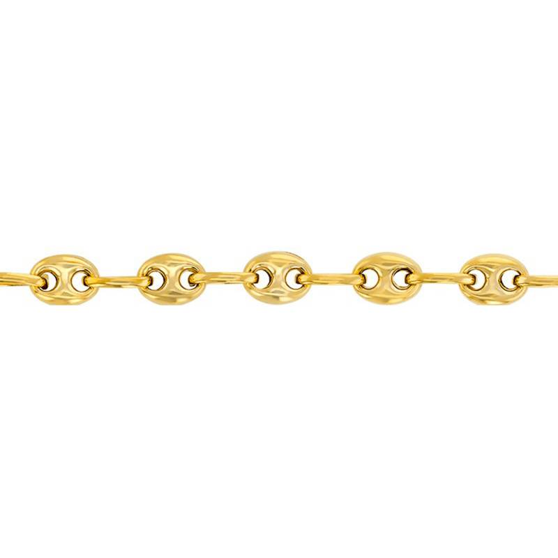 375 Yellow Gold Hollow Coffee Bean Chain Bracelet, Length 16 cm, Width 3.50 mm to 8 mm - Manillon