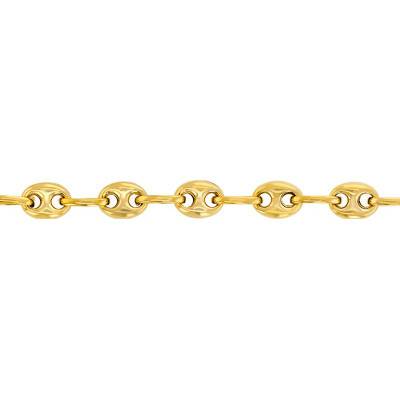 Bracelet Grain de Café Creux, Or Jaune 375, Longueur 18 cm, Largeur de 3,50 à 8 mm - Manillon