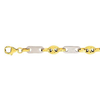Two-Tone 750/1000 Gold Hollow Alternating Coffee Bean Chain, 50 cm Length, 6 mm Width - Manillon