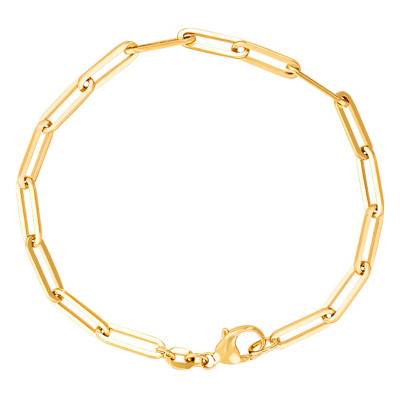 Bracelet chaine maille rectangle, Plaqué Or, Longueur 18 cm, Largeur 3,50 mm - Manillon