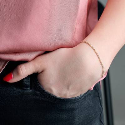Bracelet Gourmette, Or Jaune 375, Longueur 20 cm, Largeur 1,20 à 2,10 mm - Manillon