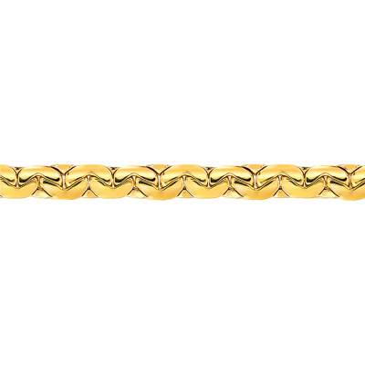 18K Yellow Gold Flat Bean Link Bracelet, Length 20 cm - Manillon