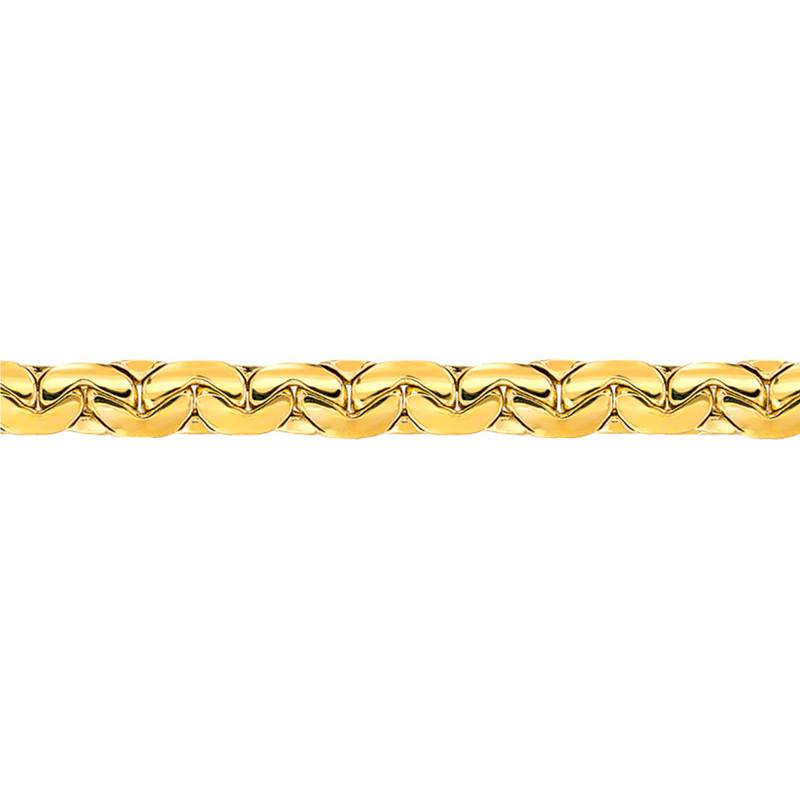 18K Yellow Gold Flat Bean Link Bracelet, Length 20 cm - Manillon