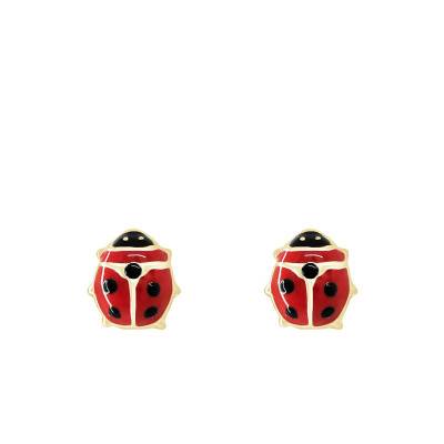 Boucles d'oreilles coccinelles en Or Jaune 375 - Bambins