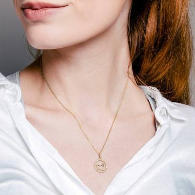 Collier Constellation Capricorne en Or Jaune 750 & Diamants 0,17 ct, Longueur 42 cm - Aurora