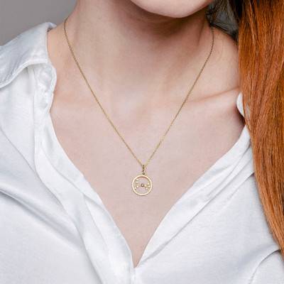 Collier Constellation Poissons en Or Jaune 750 & Diamants 0,17 ct, Longueur 42 cm - Aurora