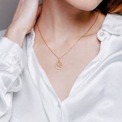 Collier Constellation Taureau en Or Jaune 750 & Diamants 0,17 ct, Longueur 42 cm - Aurora