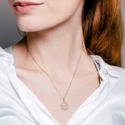 Collier Constellation Capricorne en Or Rose 750 & Diamants 0,17 ct, Longueur 42 cm - Aurora