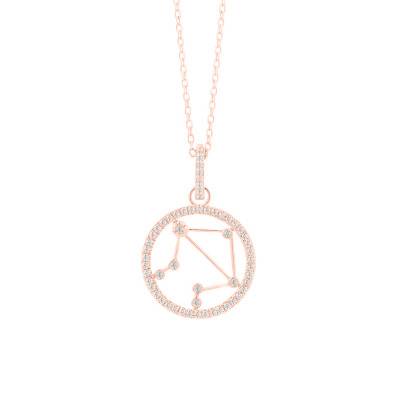 Collier Constellation Balance en Or Rose 750 & Diamants 0,17 ct, Longueur 42 cm - Aurora