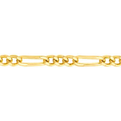 750 Yellow Gold Triple Alternating Oval Link Chain Bracelet, 23 cm Length, 1,40 mm to 6 mm Width - Manillon