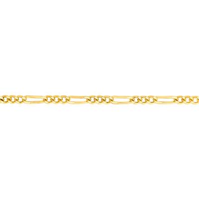 750 Yellow Gold Triple Alternating Oval Link Chain Bracelet, 23 cm Length, 1,40 mm to 6 mm Width - Manillon